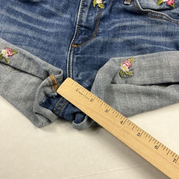 Driftwood Embroidered Denim Shorts Rolled Cuff Boho Festival Jean Shorts Size 26 - Picture 4 of 10